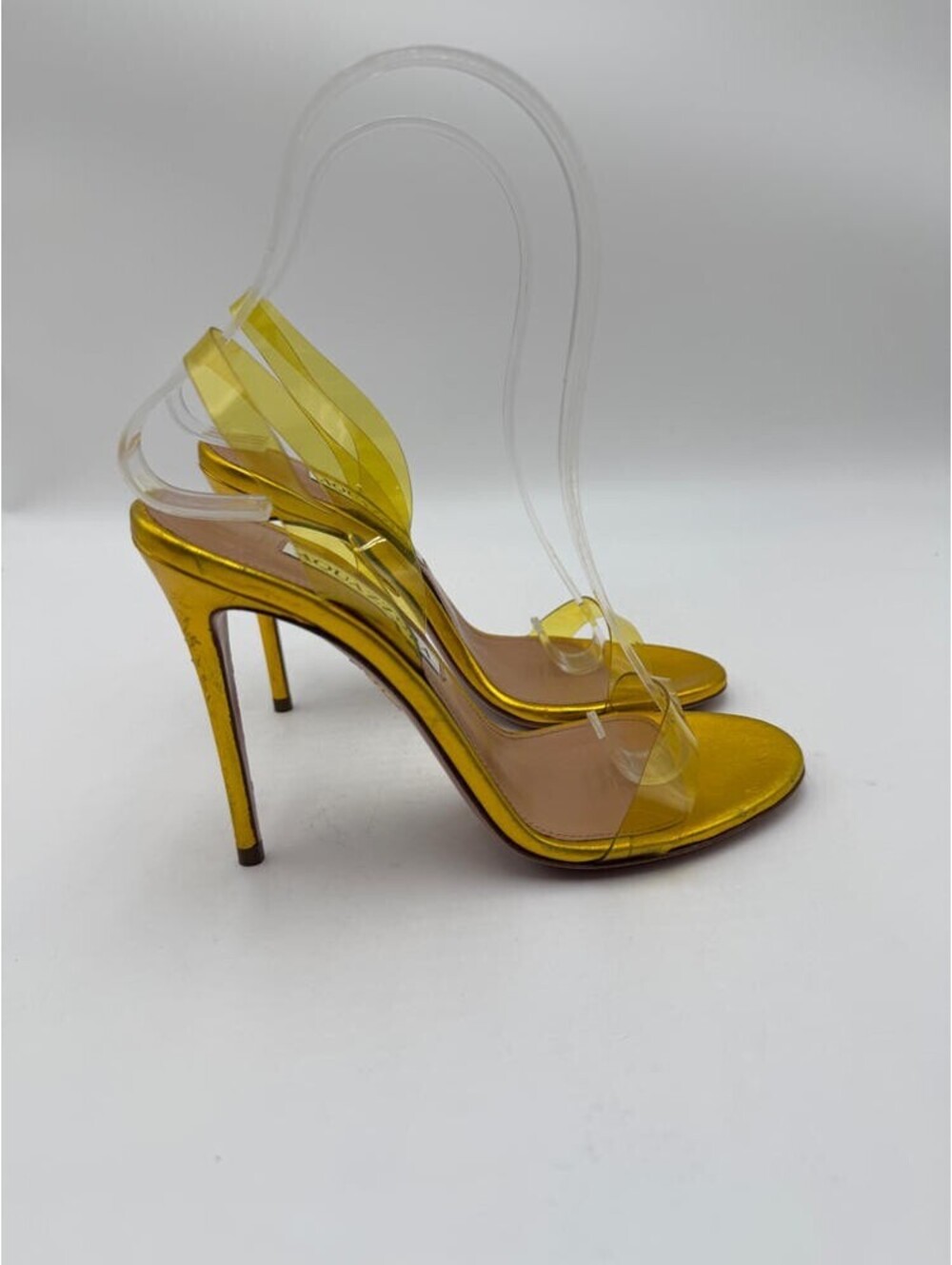 Women’s Aquazzura So Nude Plexi PVC Slingback Sandals Yellow Size 35
